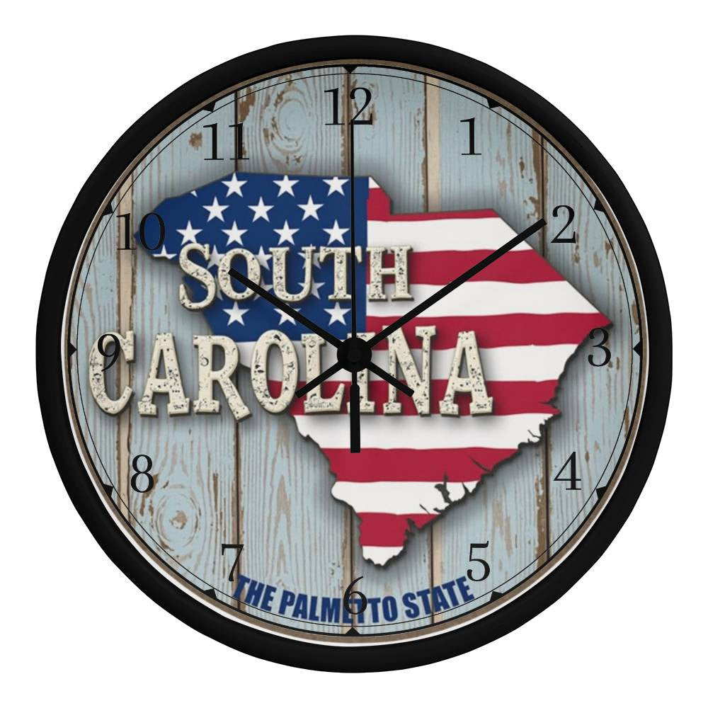 Palmetto State-South Carolina-Wooden Frame 10inch Wall Clock