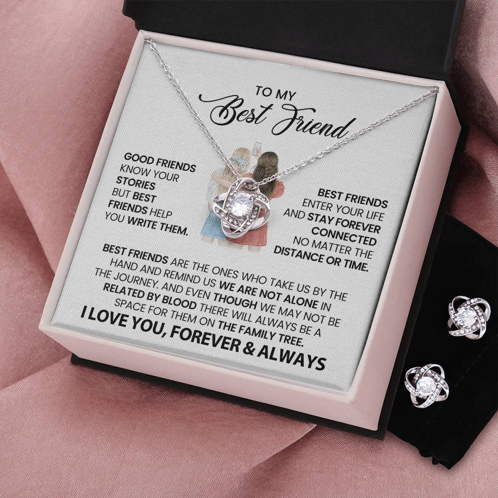 Love Knot Earrings With Necklace Set To Best Friend