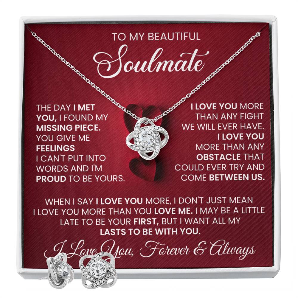 Love Knot Necklace Earring Set, To My Soulmate, Valentine's Day - YERTIZZ.COM