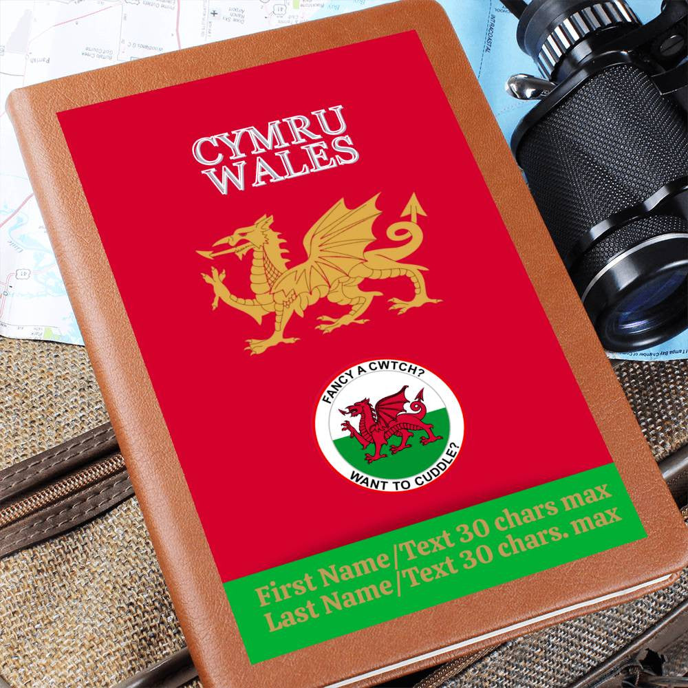 RED Personalized Vegan Leather Graphic Journal-CYMRU-WALES JOURNAL