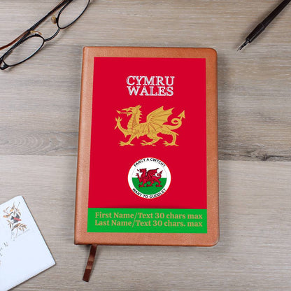 RED Personalized Vegan Leather Graphic Journal-CYMRU-WALES JOURNAL