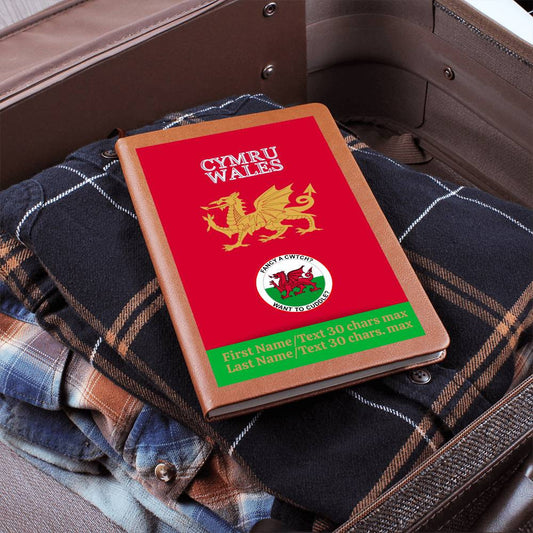 RED Personalized Vegan Leather Graphic Journal-CYMRU-WALES JOURNAL