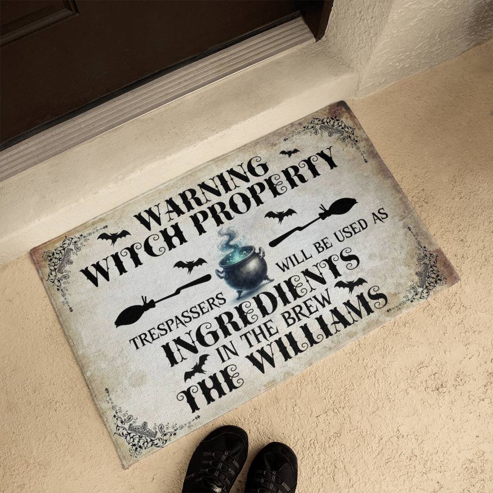 Warning Witch Property ! Halloween Welcome Mat