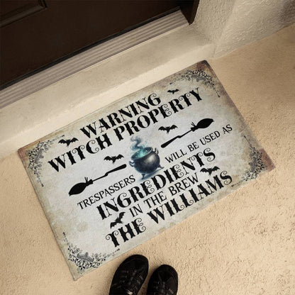 Warning Witch Property ! Halloween Welcome Mat