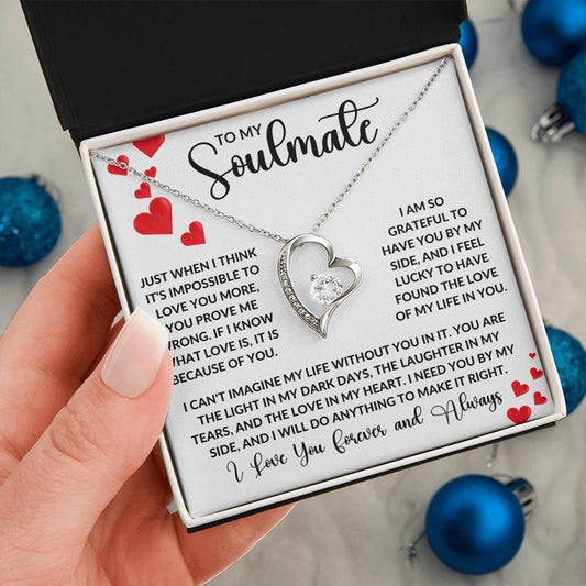 To My Soulmate – Forever Love Necklace, Romantic Gift for Soulmate, Meaningful Jewelry Gift for Anniversary or Birthday, Love Necklace for Her