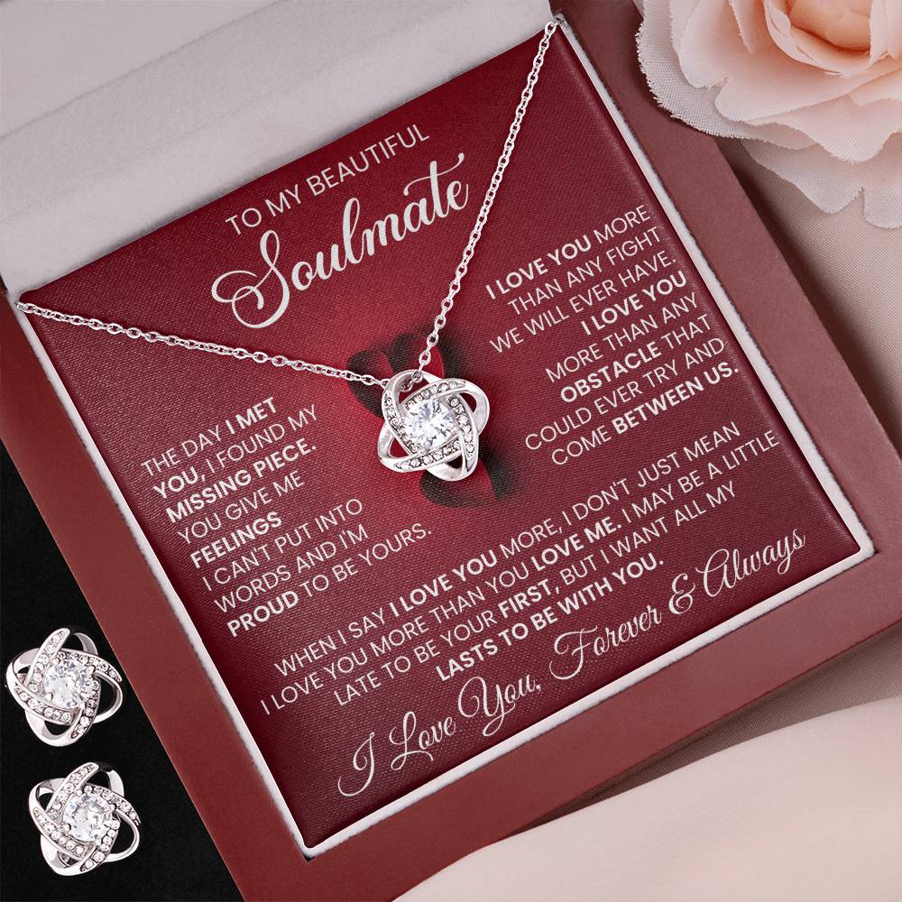 Love Knot Necklace Earring Set, To My Soulmate, Valentine's Day - YERTIZZ.COM