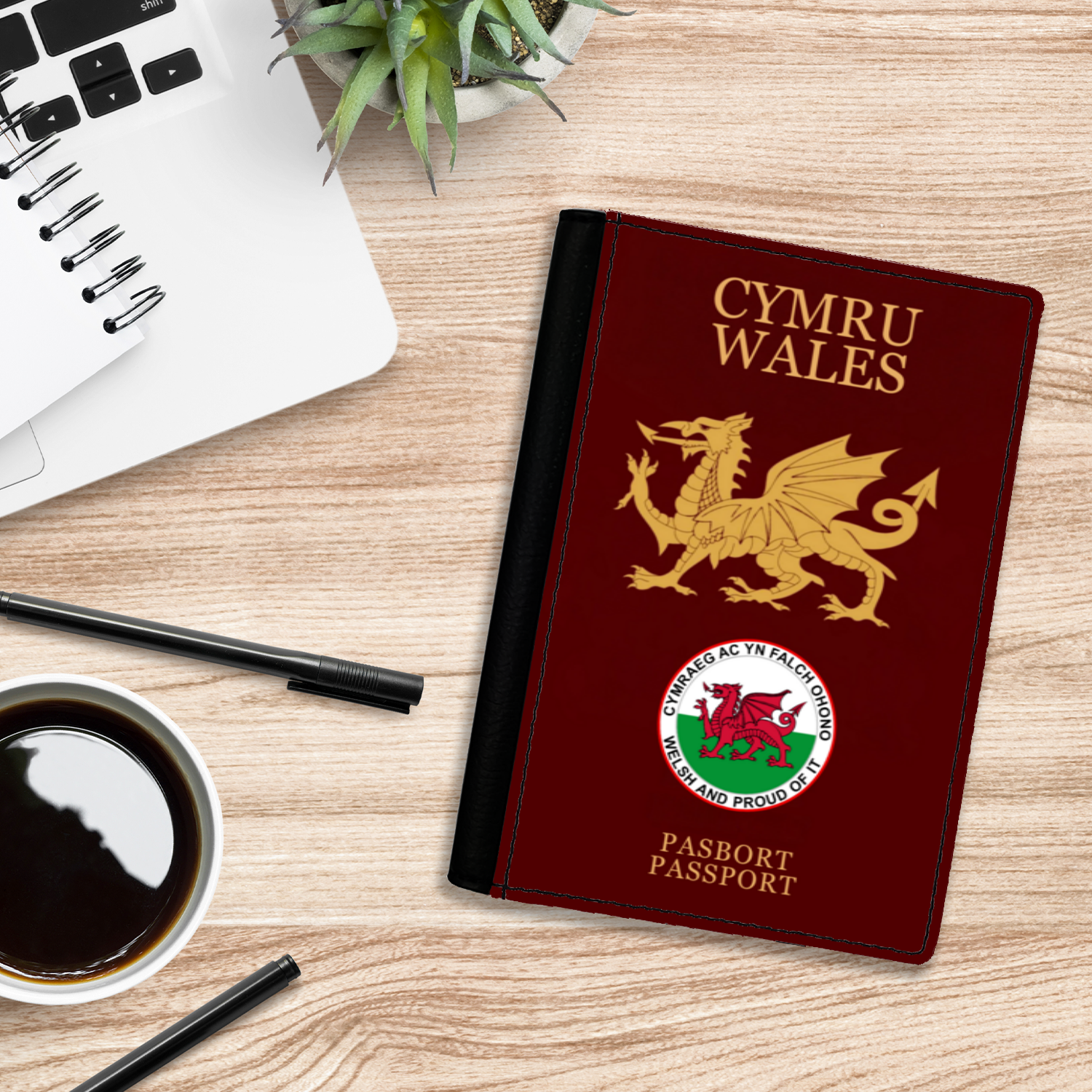 Faux Leather Passport Holder CYMRU-WALES - YERTIZZ.COM