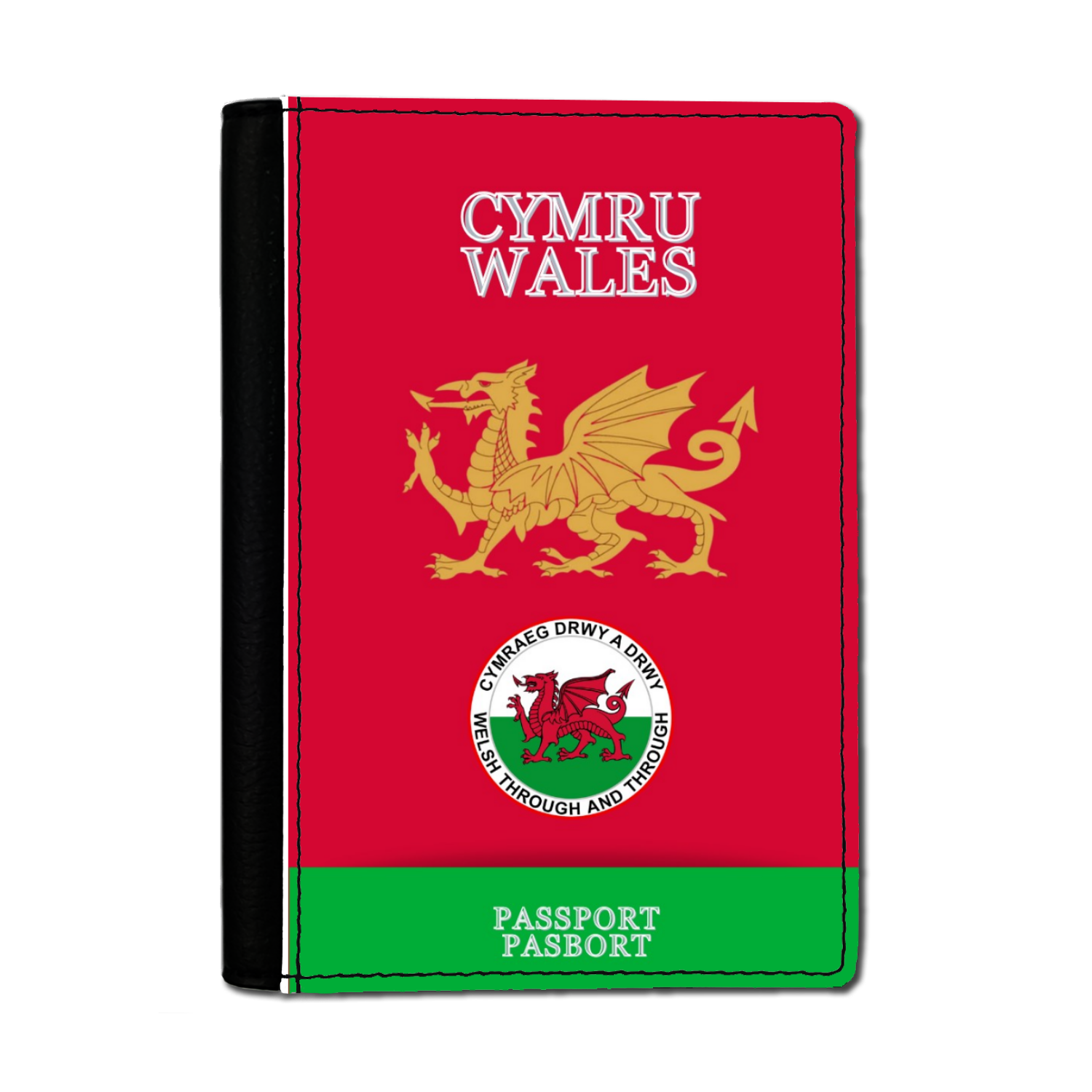 Red Faux Leather Passport Holder-WELSH THROUGH AND THROUGH