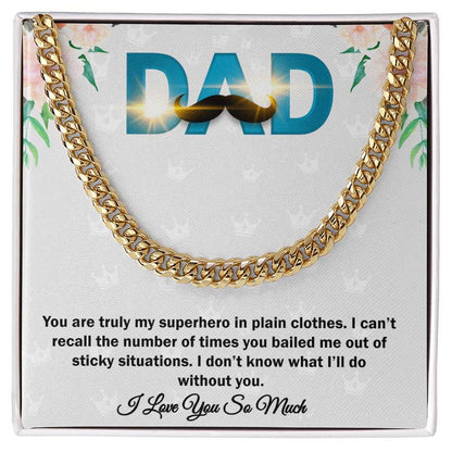 Cuban Linked Chain, Gift, Jewelry, Father, Hero, Love you Dad, Dad