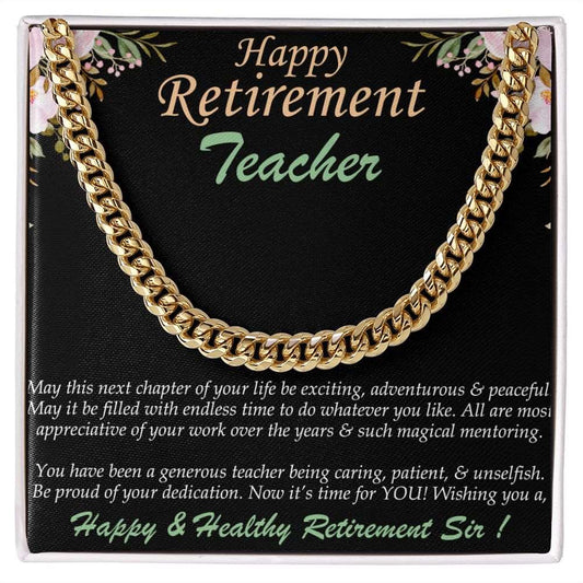 Cuban Linked Chain, Jewelry, Gift, Retirement, Teacher