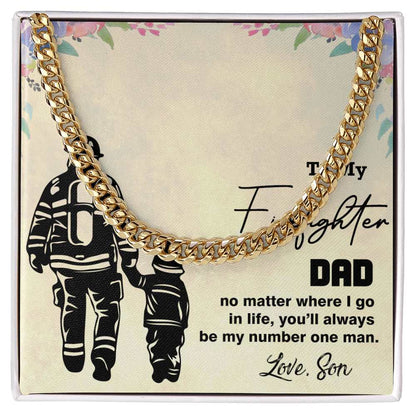 Cuban Linked Chain, Gift, Jewelry, Gift, Firefighter Dad, Firefighter, Father, Dad, To Dad