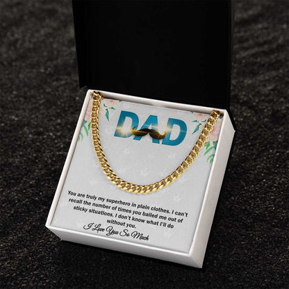 Cuban Linked Chain, Gift, Jewelry, Father, Hero, Love you Dad, Dad
