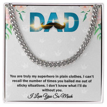 Cuban Linked Chain, Gift, Jewelry, Father, Hero, Love you Dad, Dad