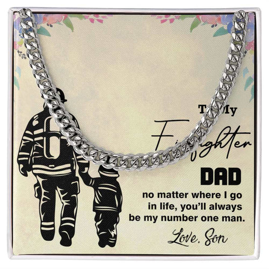 Cuban Linked Chain, Gift, Jewelry, Gift, Firefighter Dad, Firefighter, Father, Dad, To Dad