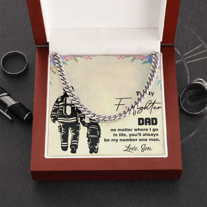 Cuban Linked Chain, Gift, Jewelry, Gift, Firefighter Dad, Firefighter, Father, Dad, To Dad