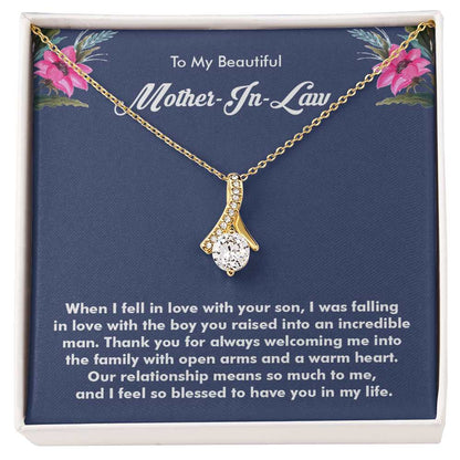 Alluring Beauty Necklace, Jewelry Gift, Mother-in-Law, Bonus Mom, Step Mom, Silver or Gold Finished