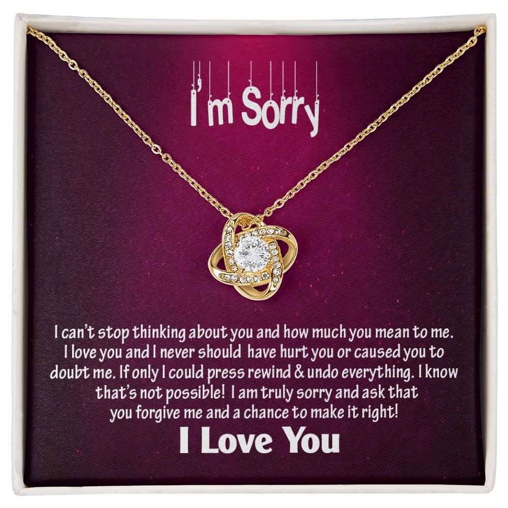 Am Sorry-I Love You, Love Knot Necklace, Jewelry Gift