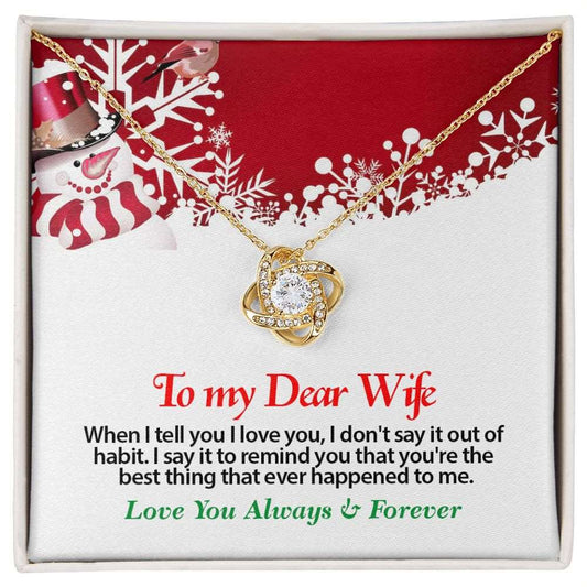 Christmas, To My Dear Wife, Love Always, Love Knot Necklace, Jewelry Gift