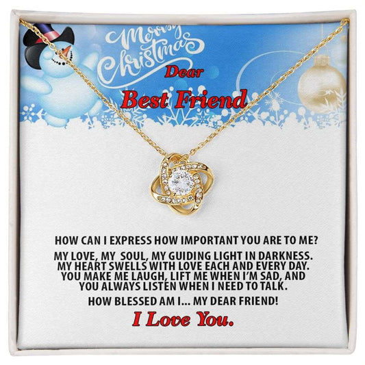 Christmas, Dear Best Friend, I Love You, Love Knot Necklace, Jewelry Gift