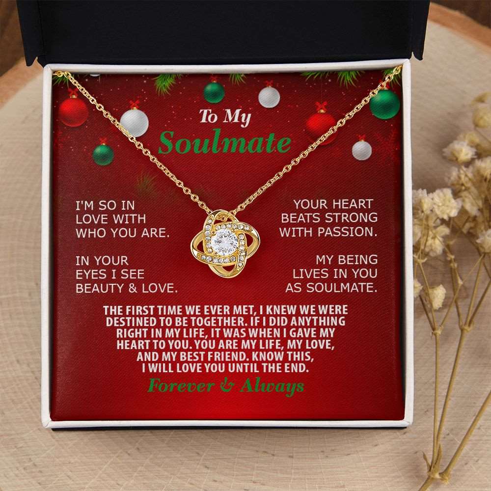 Christmas-Soulmate-Forever Always, Love Knot Necklace, Jewelry Gift