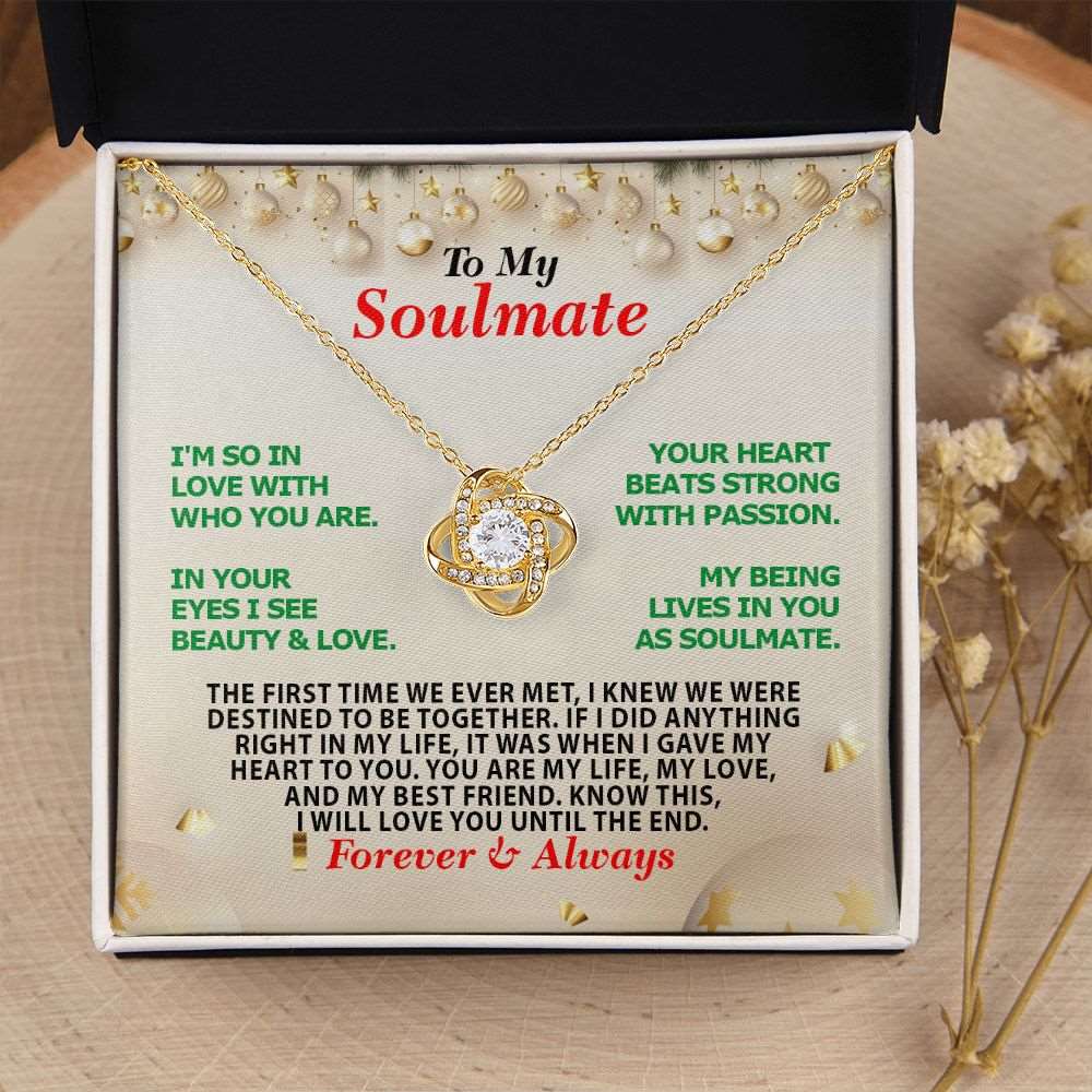 Christmas-Soulmate-Forever Always, Love Knot Necklace, Jewelry Gift