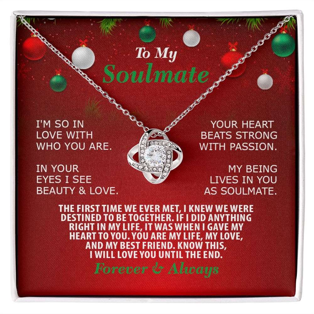 Christmas-Soulmate-Forever Always, Love Knot Necklace, Jewelry Gift