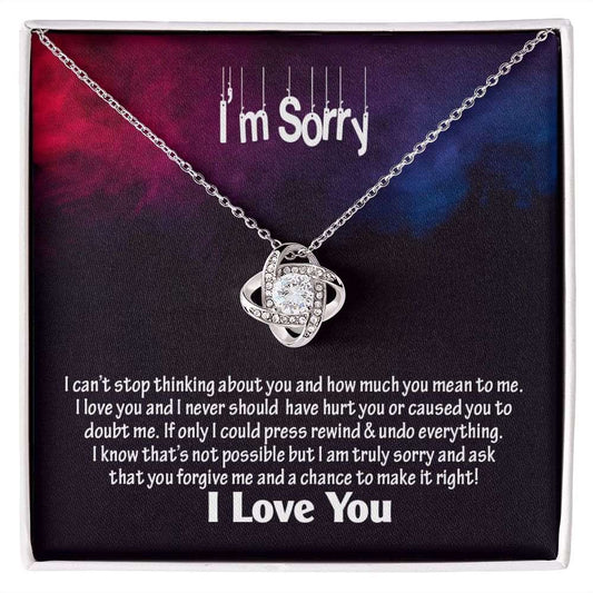 Am Sorry-I Love You, Love Knot Necklace, Jewelry Gift