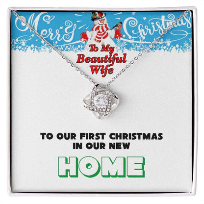 Christmas, To My Beautiful Wife, First Christmas, New Home, Love Knot Necklace, Jewelry Gift