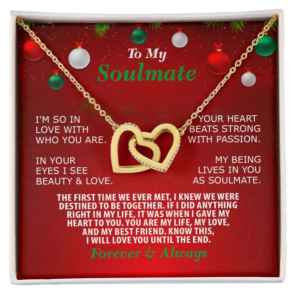 Christmas, To My Soulmate, Forever Always, Interlocking Hearts Necklace, Jewelry Gift