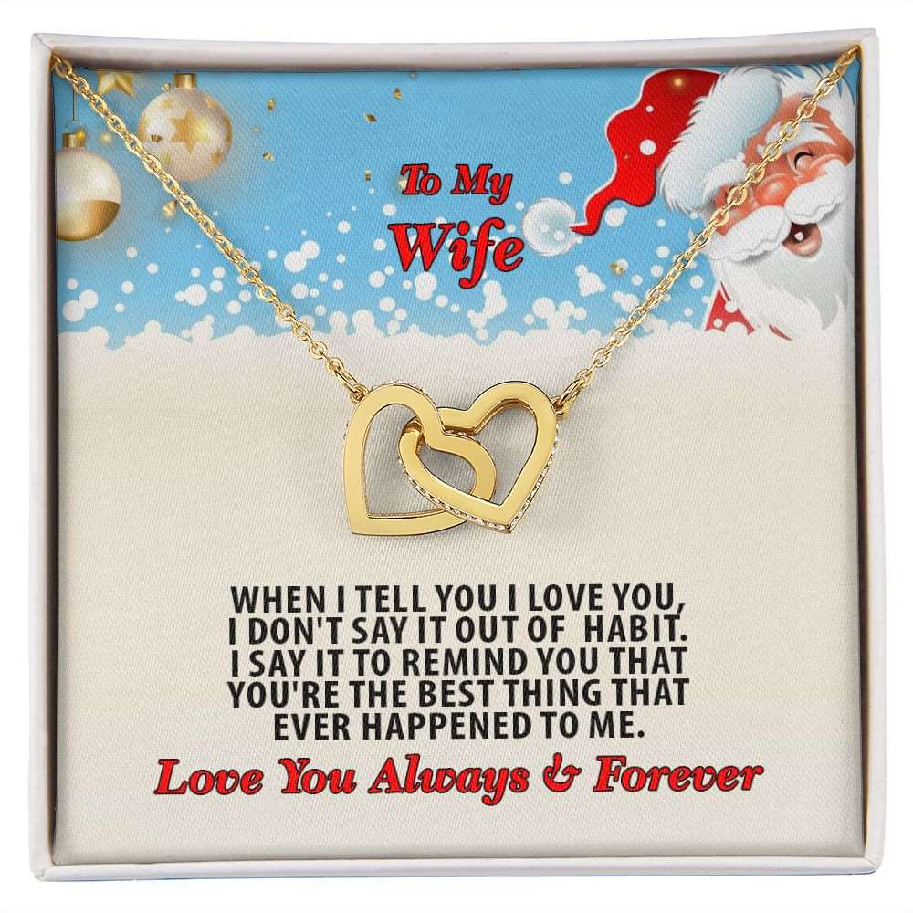 Christmas, To My Dear Wife, Love You Always, Interlocking Hearts Necklace, Jewelry Gift