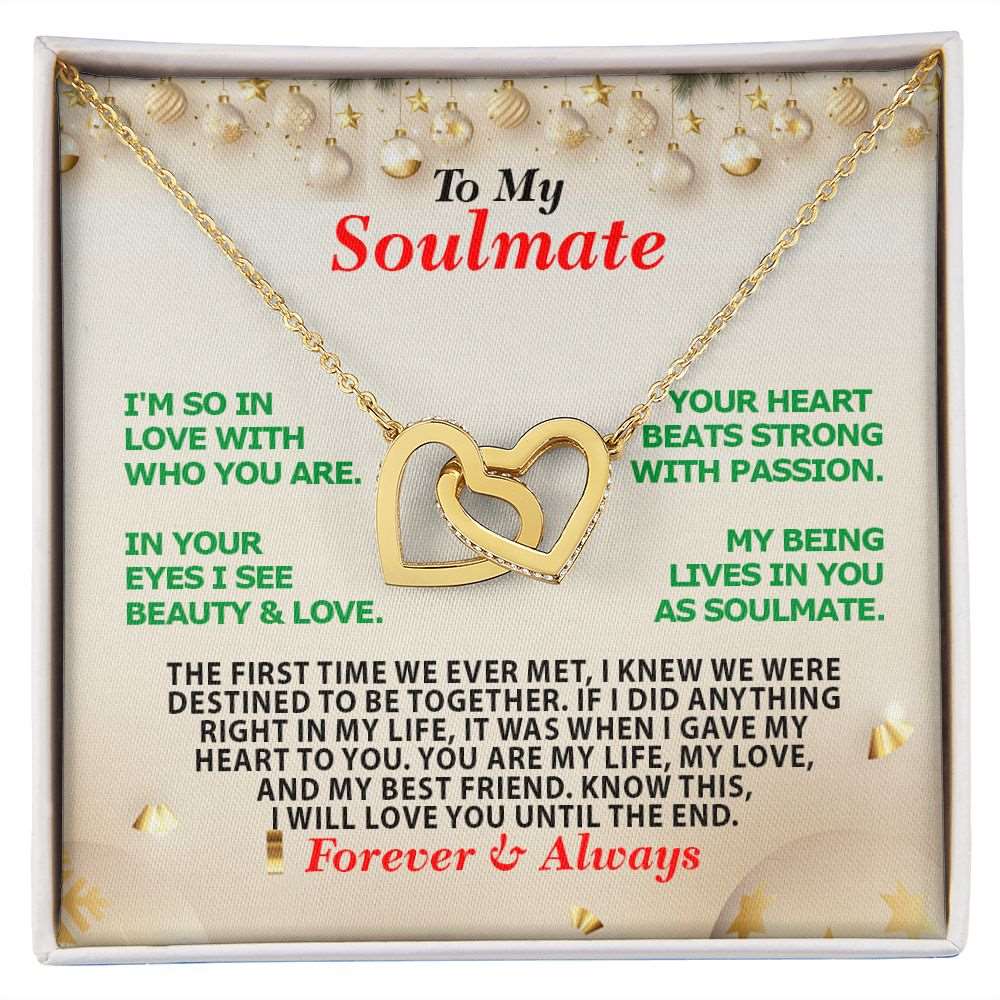 Christmas, To My Soulmate, Forever Always, Interlocking Hearts Necklace, Jewelry Gift