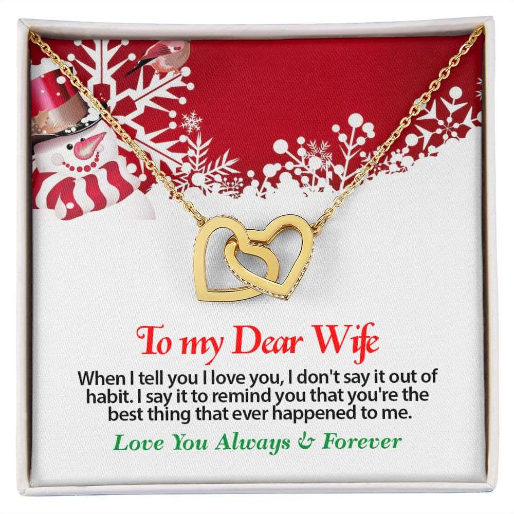 Christmas, To My Dear Wife, Love You Always, Interlocking Hearts Necklace, Jewelry Gift