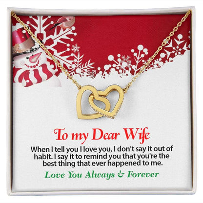 Christmas, To My Dear Wife, Love You Always, Interlocking Hearts Necklace, Jewelry Gift