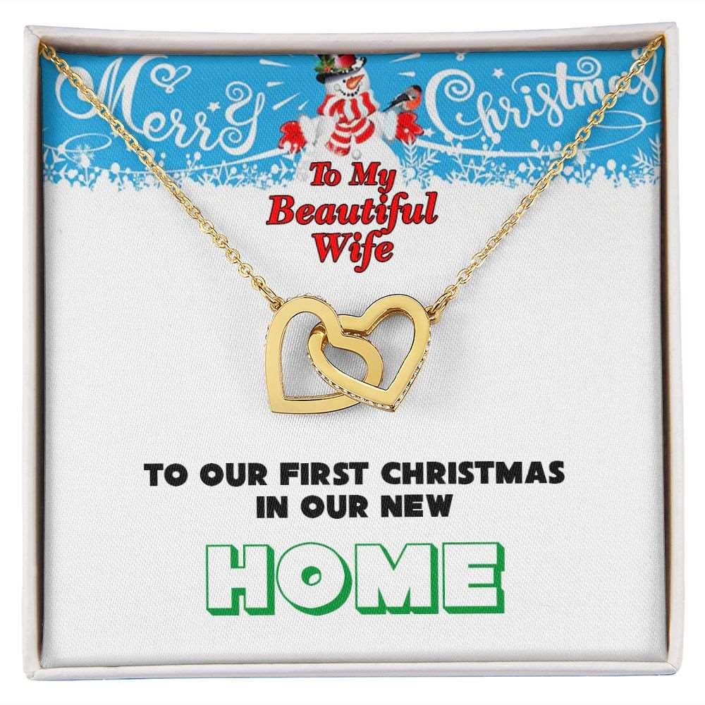 Christmas, To My Beautiful Wife, First Christmas, New Home, Interlocking Hearts Necklace, Jewelry Gift