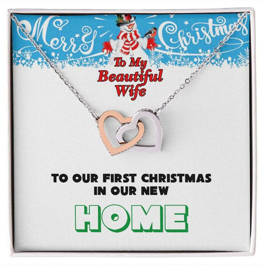 Christmas, To My Beautiful Wife, First Christmas, New Home, Interlocking Hearts Necklace, Jewelry Gift