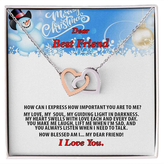 Christmas, Dear Best Friend, I Love You, Interlocking Hearts Necklace, Jewelry Gift