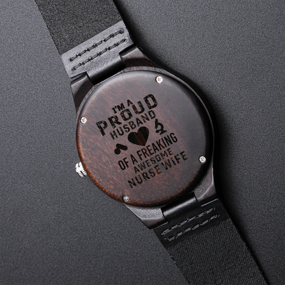 Engraved Wooden Watch, Nurse Wife, Nurse, Husband - YERTIZZ.COM