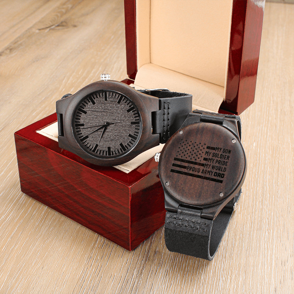 Engraved Wooden Watch, Son, Army, Dad - YERTIZZ.COM