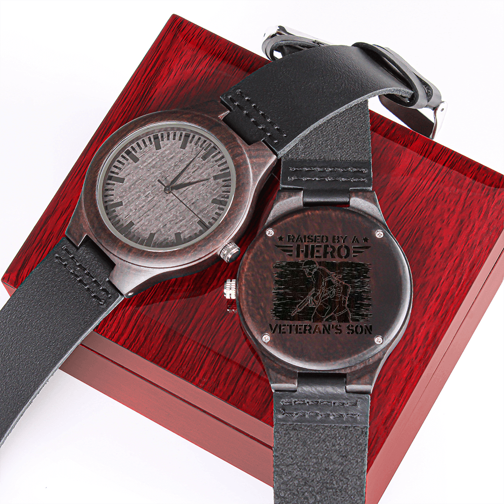 Engraved Wooden Watch, Hero, Veteran's Son, Veteran - YERTIZZ.COM