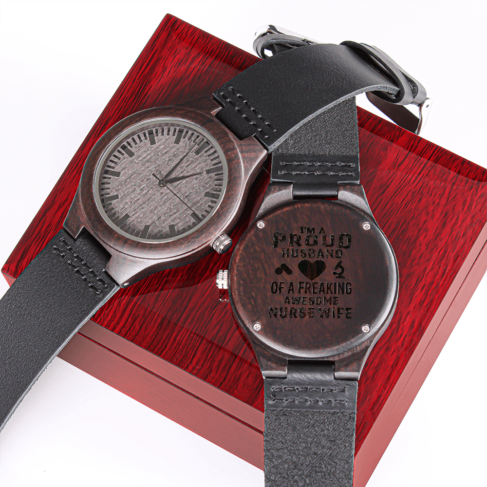 Engraved Wooden Watch, Nurse Wife, Nurse, Husband - YERTIZZ.COM