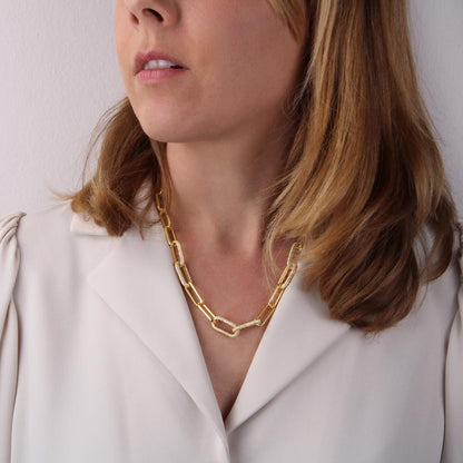 Mother's Day, Gift, Forever Linked Necklace, Jewelry, To my Daughter, From Mother, Daughter, Cubic Zirconia, 700 CZ crystals, 14k white gold, 14k yellow gold, Parrot clasp attachment