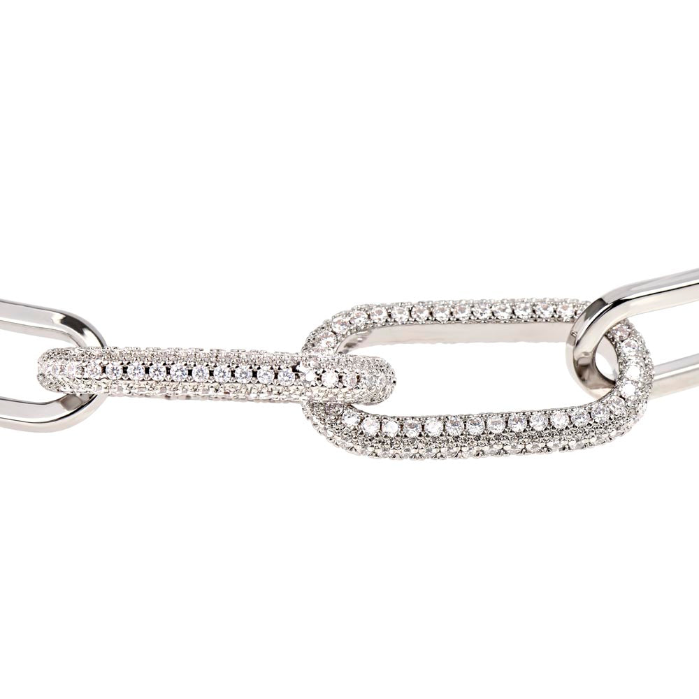 Mother's Day, Gift, Forever Linked Necklace, Jewelry, To my Daughter, From Mother, Daughter, Cubic Zirconia, 700 CZ crystals, 14k white gold, 14k yellow gold, Parrot clasp attachment