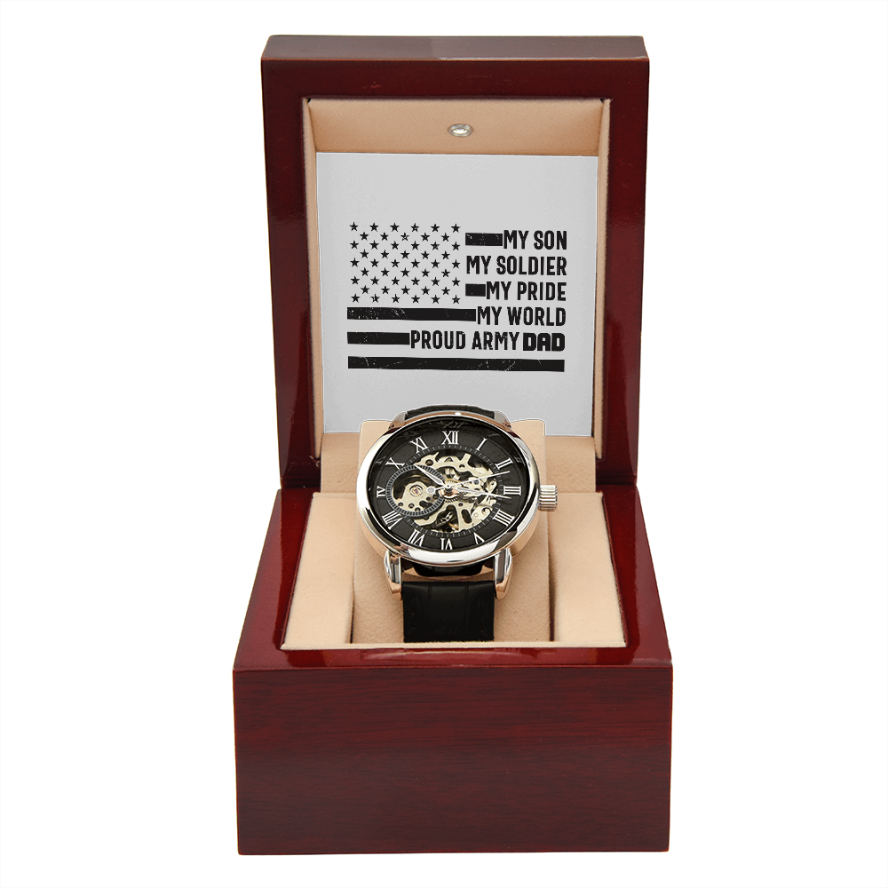 My Son My Soldier My Pride My World, Men's Openwork Watch For My Son - YERTIZZ.COM