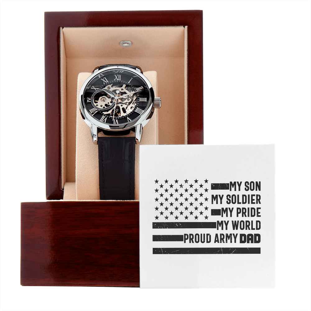 My Son My Soldier My Pride My World, Men's Openwork Watch For My Son - YERTIZZ.COM