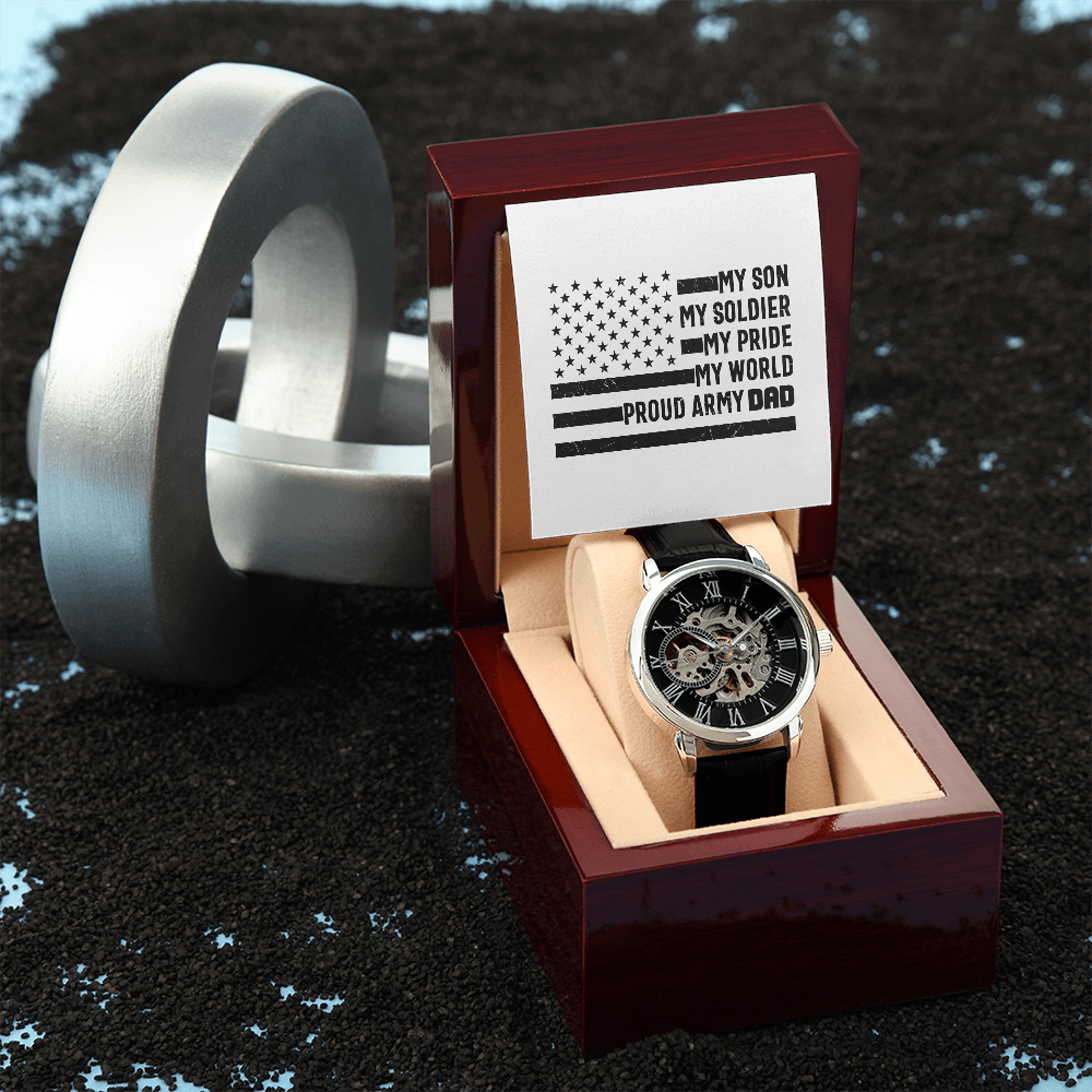 My Son My Soldier My Pride My World, Men's Openwork Watch For My Son - YERTIZZ.COM