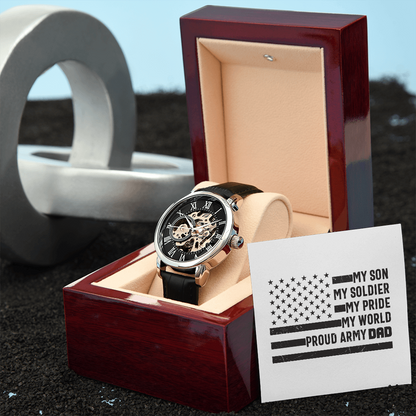 My Son My Soldier My Pride My World, Men's Openwork Watch For My Son - YERTIZZ.COM