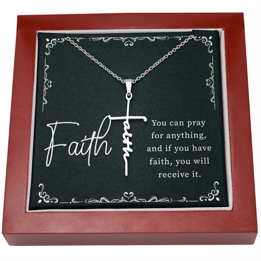 Faith Cross Necklace, Faith, Pray, Prayer, God, Lord