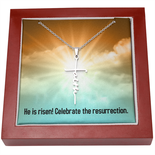 Faith Cross Necklace, Faith, Risen, Resurrection, God, Lord