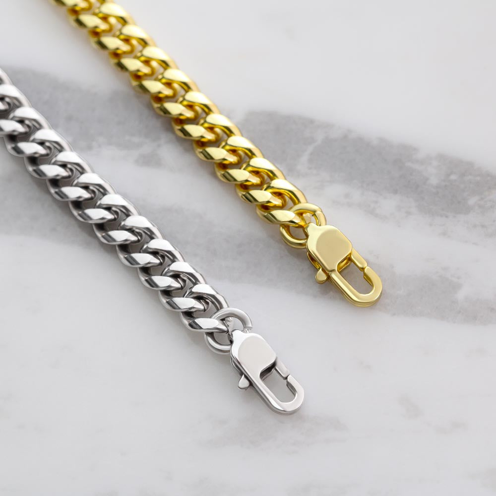 Father, Dad, Son, Gift, Cuban Linked Chain, Jewelry, To my Dad, To Papa, Cubic Zirconia, 700 CZ crystals, Polished Stainless Steel or 14k Yellow Gold