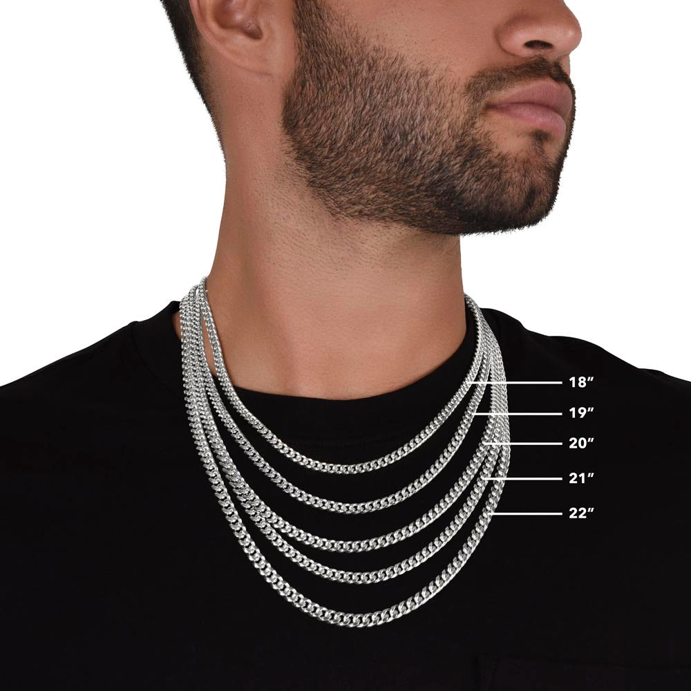 Father, Dad, Son, Gift, Cuban Linked Chain, Jewelry, To my Dad, To Papa, Cubic Zirconia, 700 CZ crystals, Polished Stainless Steel or 14k Yellow Gold
